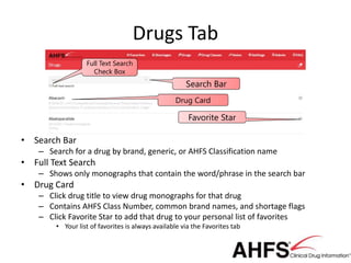 AHFS Clinical Drug Information Tutorial | PPTX
