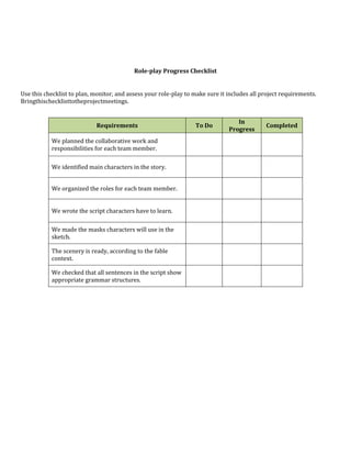 Role Checklist.pdf A hidden treasure | DOCX