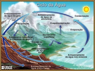 Imagem: Ciclo hidrológico em Português, traduzido por Maria Helena Alves /
John M. Evans/USGS-USA Gov / Public Domain.
 
