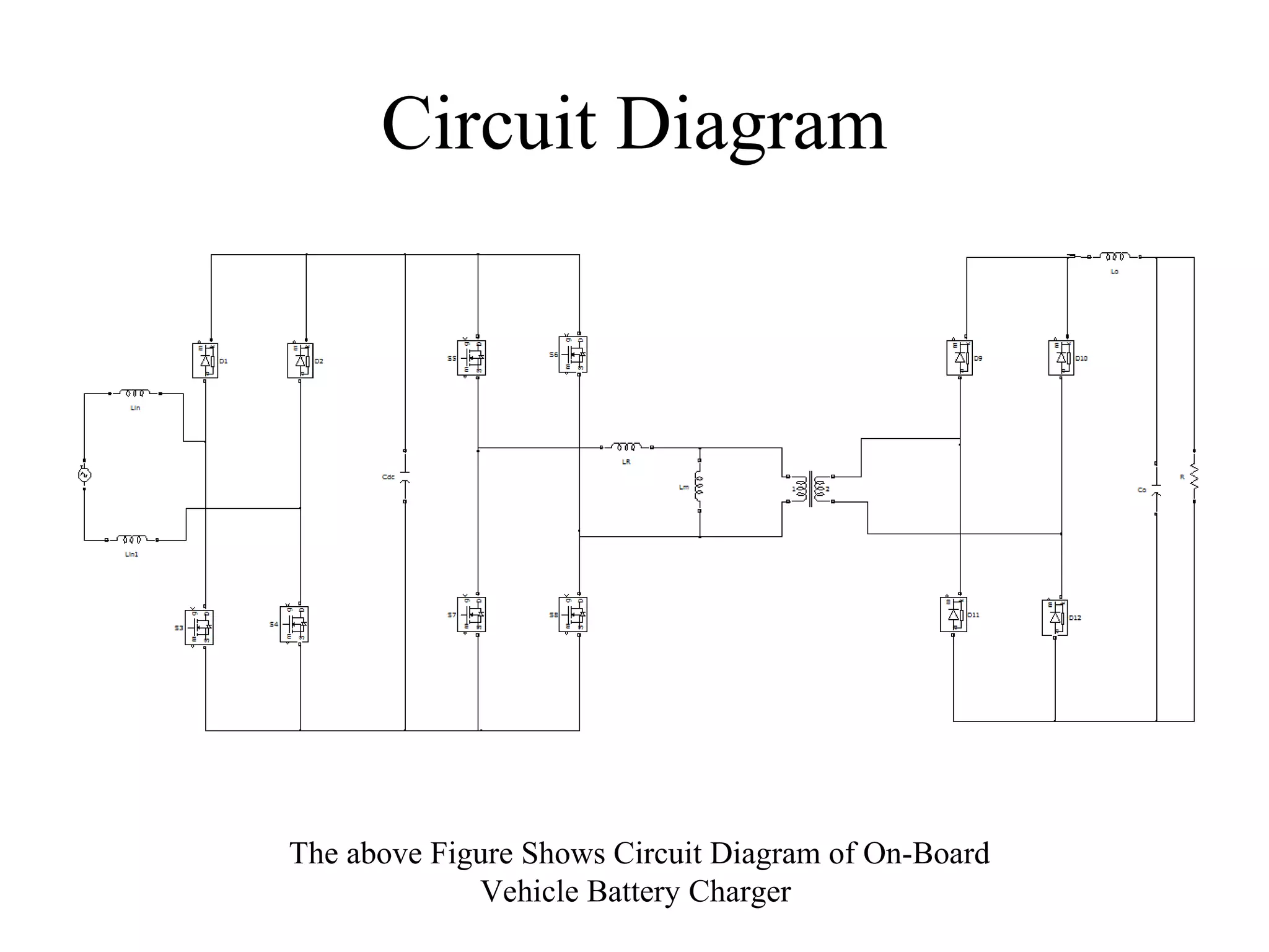 Circuit Diagram
The above Figure Shows Circuit Diagram of On-Board
Vehicle Battery Charger
 
