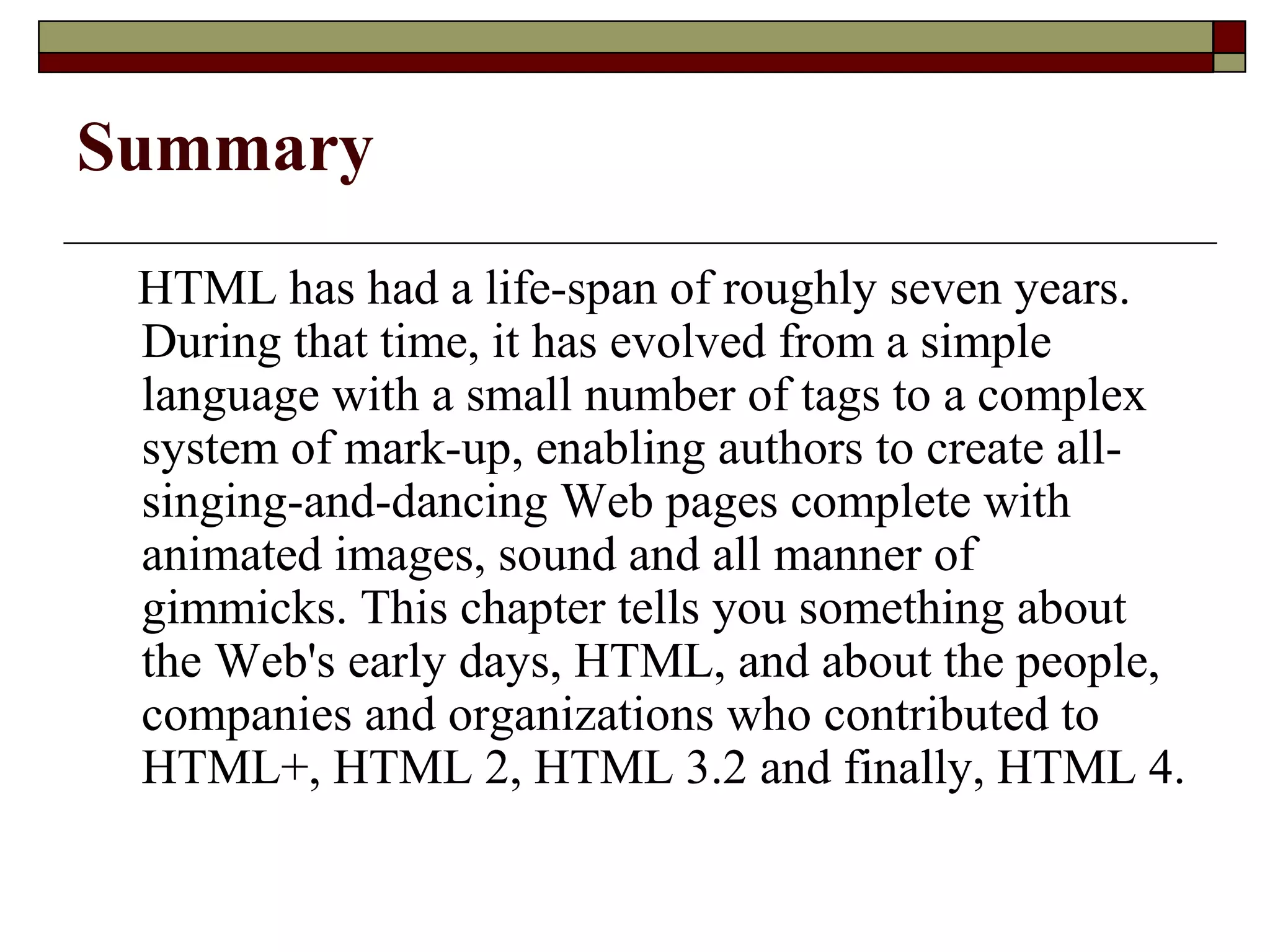 A history of html | PPT | Web Design and HTML | Internet