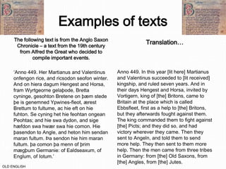 Old History Text Example A History of the English Language | PPTX