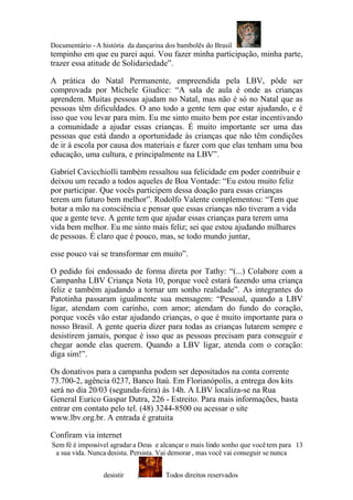 AhistóRia Da Atriz E DançArina Do Bambolê Do Brasil