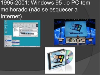 1995-2001: Windows 95 , o PC tem melhorado (não se esquecer a Internet)