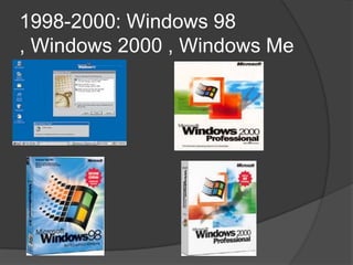 1998-2000: Windows 98 , Windows 2000 , Windows Me