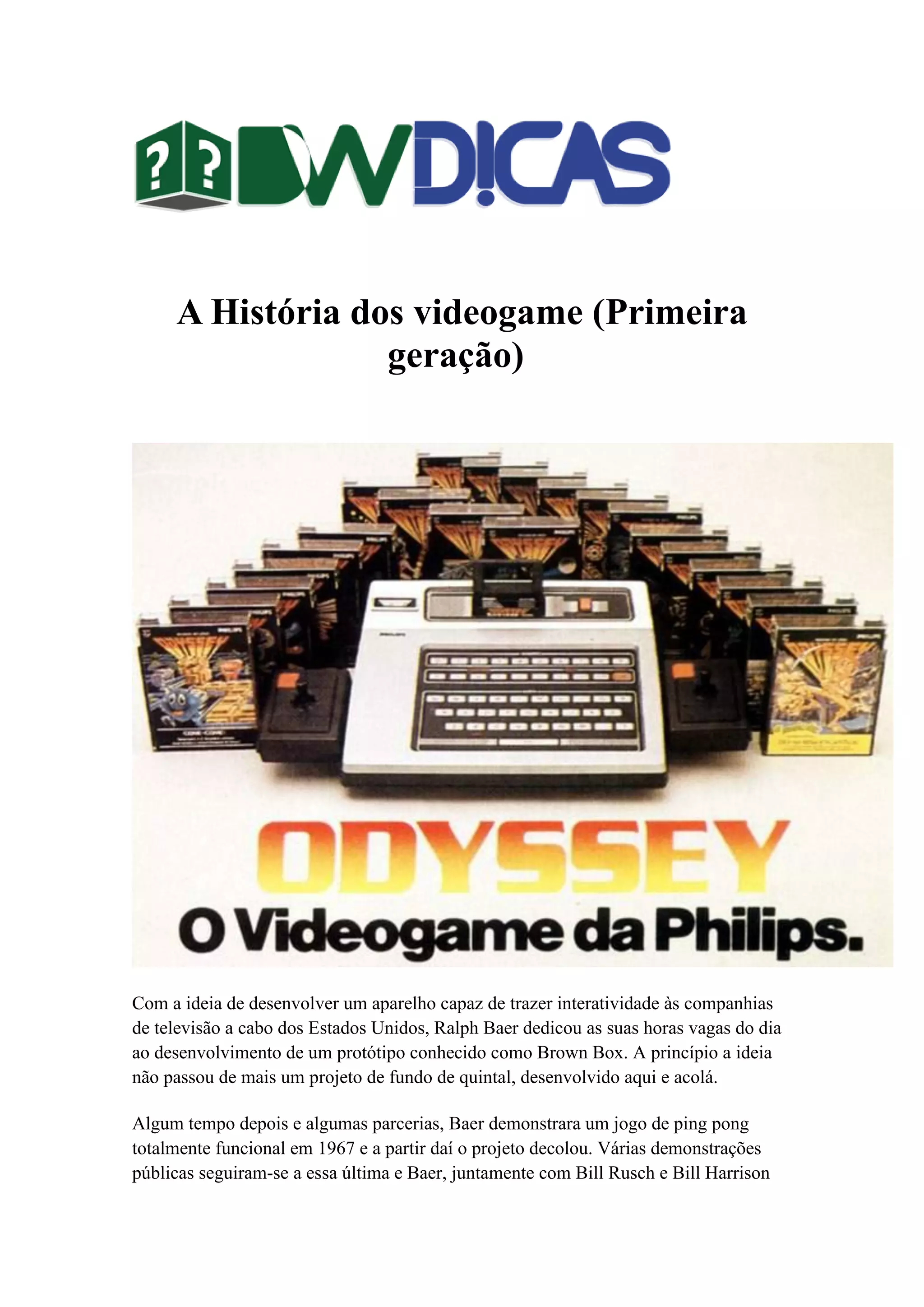 A história dos videogame | PDF