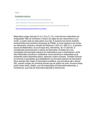 A história e biografia de euclides