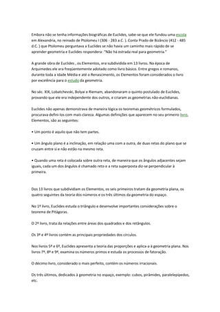 A história e biografia de euclides