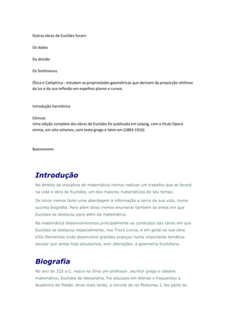 A história e biografia de euclides