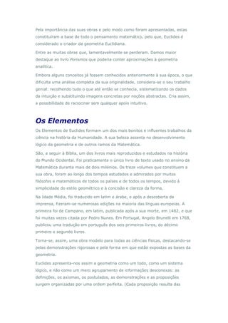 A história e biografia de euclides