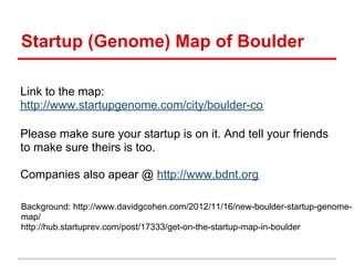 Startup (Genome) Map of Boulder

Link to the map:
http://www.startupgenome.com/city/boulder-co

Please make sure your star...