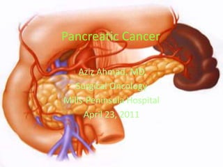 Pancreatic Cancer	 Aziz Ahmad, MD Surgical Oncology Mills-Peninsula Hospital April 23, 2011 