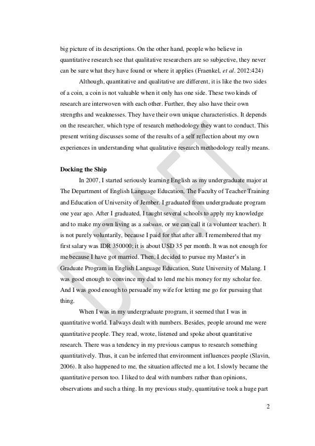 Reflective essay on qualitative research