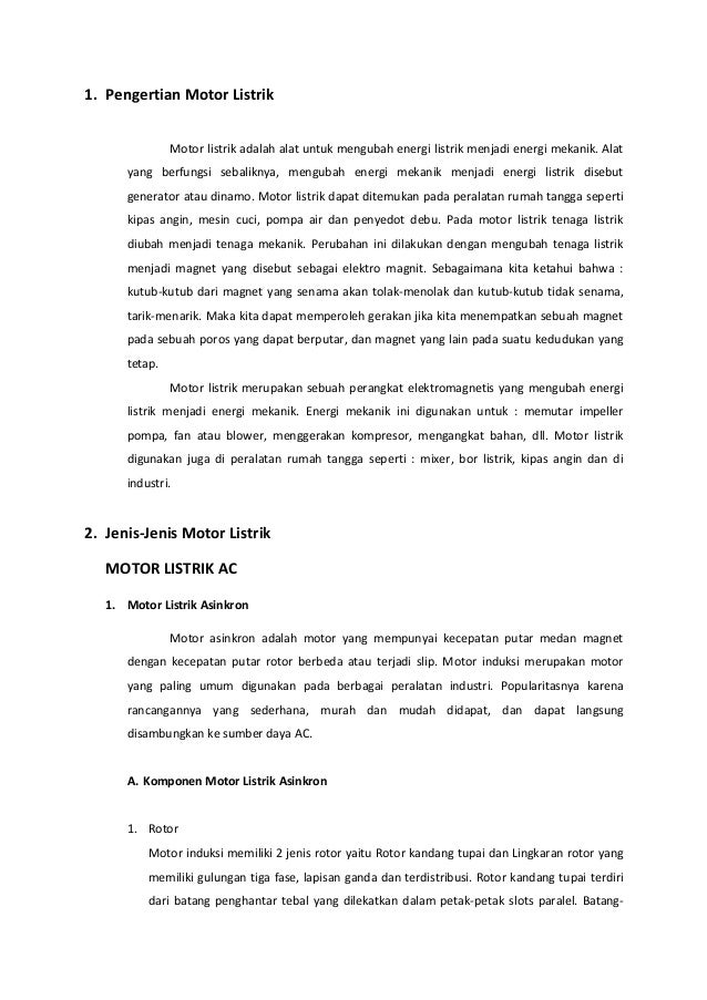 Jenis-jenis Motor Listrik