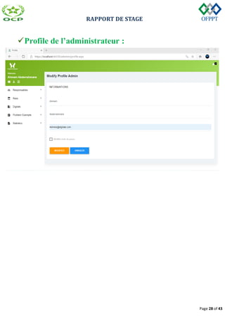RAPPORT DE STAGE
Page 28 of 43
Profile de l’administrateur :
 