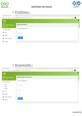 RAPPORT DE STAGE
Page 30 of 43
 Problèmes :
 Responsable :
 