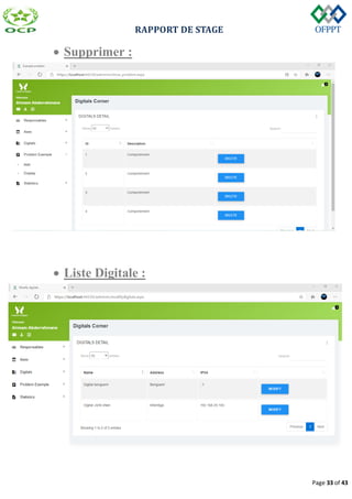 RAPPORT DE STAGE
Page 33 of 43
 Supprimer :
 Liste Digitale :
 