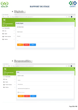 RAPPORT DE STAGE
Page 35 of 43
 Digitale :
 Responsables :
 