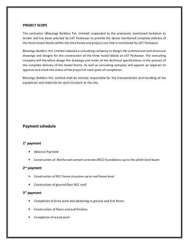 project on construction of 3 block house report bid leveling template