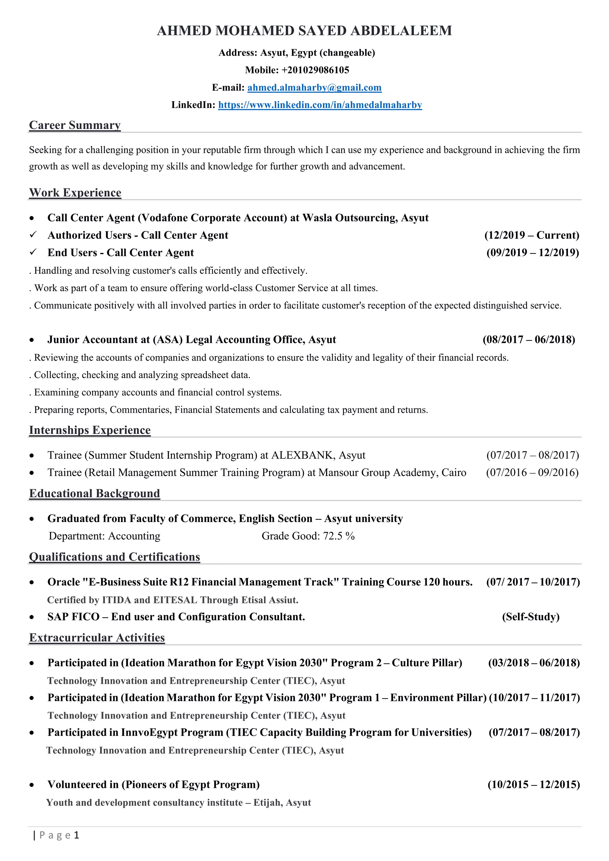 Ahmed cv 2020 | PDF