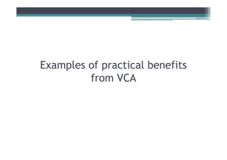 Examples of practical benefits
         from VCA
 