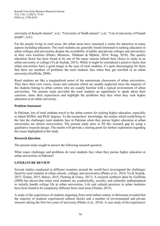 Challenges of Rural Students in Urban Universities | PDF