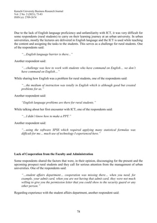 Challenges of Rural Students in Urban Universities | PDF