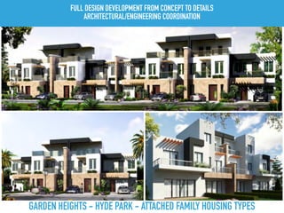 GARDEN HEIGHTS - HYDE PARK - ATTACHED FAMILY HOUSING TYPES
FULL DESIGN DEVELOPMENT FROM CONCEPT TO DETAILS
ARCHITECTURAL/ENGINEERING COORDINATION
 