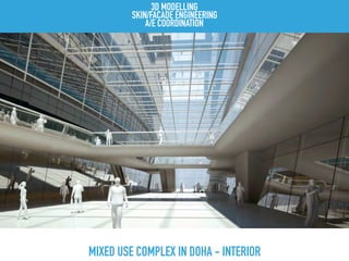 MIXED USE COMPLEX IN DOHA - INTERIOR
3D MODELLING
SKIN/FACADE ENGINEERING
A/E COORDINATION
 
