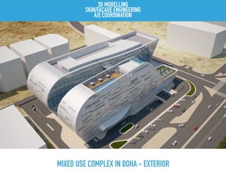 MIXED USE COMPLEX IN DOHA - EXTERIOR
3D MODELLING
SKIN/FACADE ENGINEERING
A/E COORDINATION
 