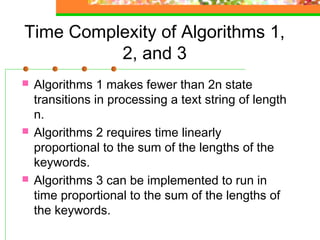 String Matching with Finite Automata,Aho corasick, | PPT