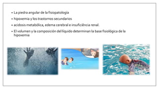 • La piedra angular de la fisiopatología
• hipoxemia y los trastornos secundarios
• acidosis metabólica, edema cerebral e insuficiência renal.
• El volumen y la composición del líquido determinan la base fisiológica de la
hipoxemia
 