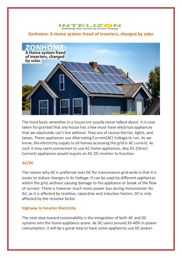 Zonhome A Home System Freed Of Inverters Charged By Solar