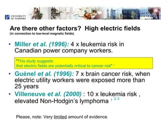 Are there other factors?  High electric fields (in connection to low-level magnetic fields) <ul><li>Miller  et al.  (1996)...