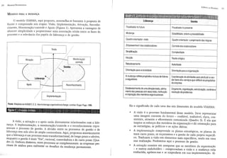 o modelo VIARMA,aqui proposto, assemelha-se bastante a proposta de
Kotter e compreende Seis etapas: Visao, Implementac;:ao, Ativac;:ao,Reconhe-
cimento, Monitorac;:ao/controle e Apoio (Figura 1). Apresenta a vantagem de
oferecer simplicidade e proporcionar uma associac;:aonitida entre as fases do
processo e a relevancia dos papeis de lideranc;:a e de gestao.
A mudanga reflete prop6sitos mOtuosde Ifderes
e seguidores
Coordenagao de atividades para produzir even·
der bens e/ou servigos que reflitam os prop6sitos
daempresa
Estabelecimento de uma diregao/visao, alinha·
mento das pessoas com essa visao. motivagao
e inspiragao dos membros organizacionais
Orgamento, organizagao. estruturagao. contrale e
resolugao de problemas
A visao, a ativac;:aoe 0 apoio estao diretamente relacionados com a lide-
ranc;:a.A implementac;:ao, a monitorac;:ao/controle eo reconhecimento repre-
sentam 0 processo de gestao. A divisao entre os processos de gestao e de
lideranc;:atern sido alvo de ampla controversia. Aqui, propomos sinteticamente
que a lideranc;:ae urn processo mais transformacional, de longo prazo e afetivo,
enquanto a gestao e mais "fria", racional, controladora e de curto prazo (Qua-
dro 2). Embora distintos, esses processos se complementam: as empresas pre-
cisam de ambos para enfrentar os desafios da mudan<;a permanente.
• A visCio e 0 processo fundamental desse modelo. Deve representar
uma imagem coerente do futuro - confiavel, realizavel, clara, con-
sistente, atraente e eficazmente comunicada (Quadro 3). E ela que
inspira os esforc;:osdos membros da organizac;:aoe da orientac;:aopara
as estrategias, as politicas e as ac;:6esdiaxias.
• A implementa~Cio compreende os pIanos estrategicos, os pIanos de
mais curto prazo, os orc;:amentose a gestao de cada projeto espedfi-
co. 'fraduzem a visao em elementos mais espedficos, tendo em vista
sua realizac;:ao.Predomina aqui 0 processo de gestao.
• A ativa~Cio consiste em assegurar que os membros da organizac;:ao
- e outros stakeholders - compreendam a visao e a mudanc;:a nela
embutida,ap6iem-nas e se empenhem em sua implementac;:ao. AI-
 