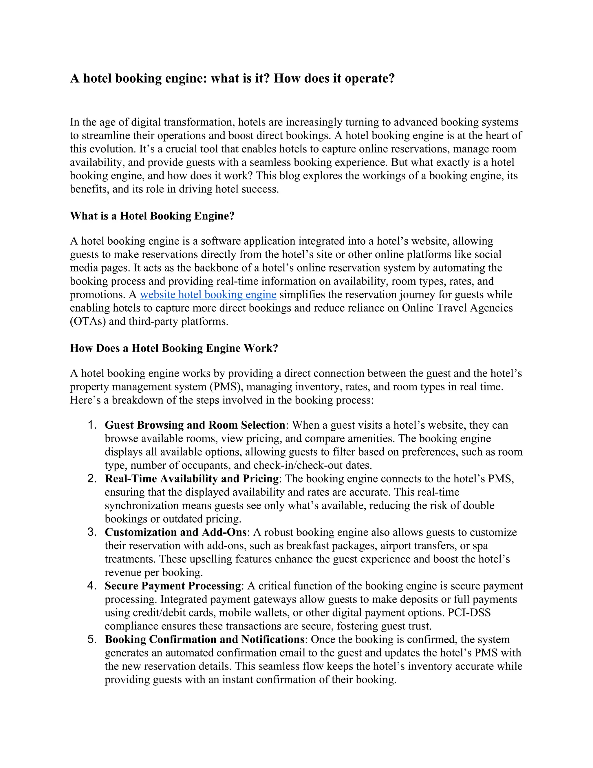 A hotel booking engine: what is it? How does it operate? | DOCX