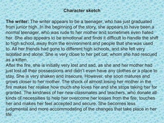 Character sketch
The mother: Her character emerges not through direct descriptions, but
through her actions during the cou...