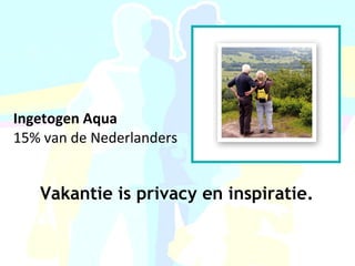 Ingetogen Aqua 15% van de Nederlanders Vakantie is privacy en inspiratie. 
