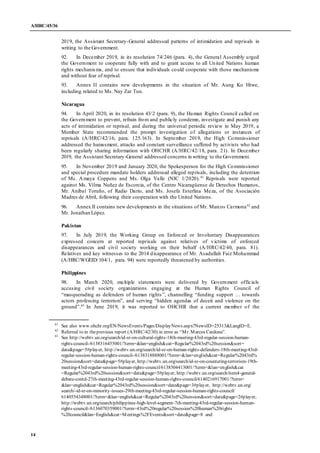 A/HRC/45/36
14
2019, the Assistant Secretary-General addressed patterns of intimidation and reprisals in
writing to the Go...