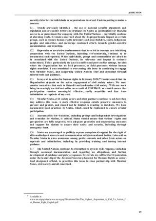 A/HRC/45/36
19
security risks for the individuals or organizations involved. Underreporting remains a
concern.
131. Trends...