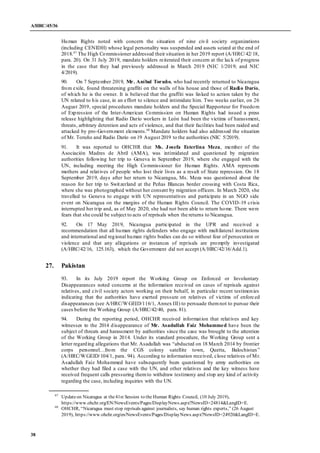 A/HRC/45/36
38
Human Rights noted with concern the situation of nine civil society organizations
(including CENIDH) whose ...