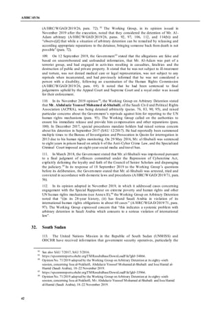 A/HRC/45/36
42
(A/HRC/WGAD/2019/26, para. 72). 82
The Working Group, in its opinion issued in
November 2019 after the exec...