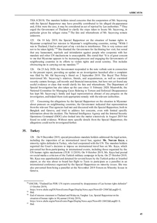 A/HRC/45/36
45
THA 8/2019). The mandate holders raised concerns that the cooperation of Mr. Sayavong
with the Special Rapp...