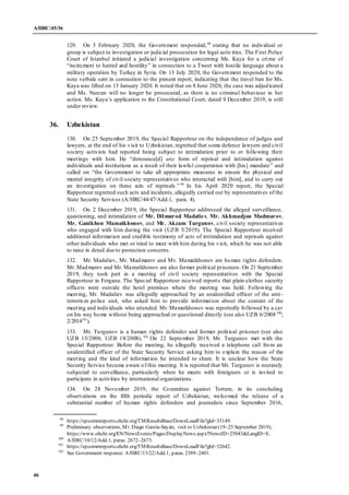 A/HRC/45/36
46
129. On 5 February 2020, the Government responded,98
stating that no individual or
group is subject to inve...
