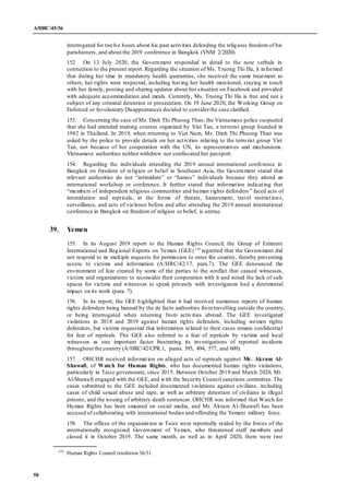 A/HRC/45/36
50
interrogated for twelve hours about his past activities defending the religious freedom of his
parishioners...