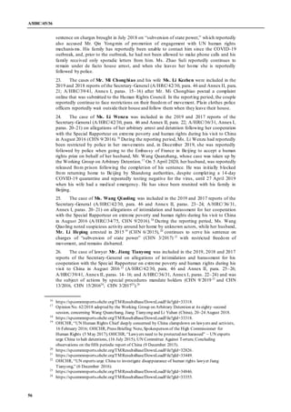 A/HRC/45/36
56
sentence on charges brought in July 2018 on “subversion of state power,” which reportedly
also accused Mr. ...