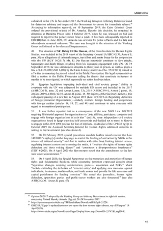 A/HRC/45/36
61
submitted to the UN. In November 2017, the Working Group on Arbitrary Detention found
his detention arbitra...