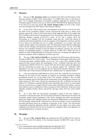 A/HRC/45/36
68
17. Morocco
88. The case of Mr. Ennaâma Asfari was included in the 2019 and 2018 reports of the
Secretary-G...