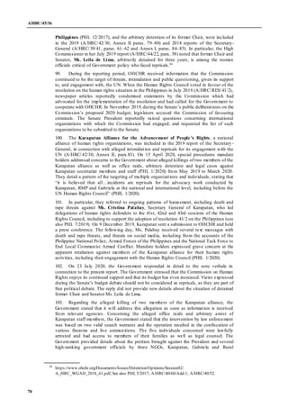 A/HRC/45/36
70
Philippines (PHL 12/2017), and the arbitrary detention of its former Chair, were included
in the 2019 (A/HR...
