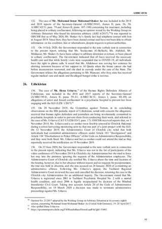 A/HRC/45/36
77
132. The case of Mr. Mohamad Ismat Mohamad Shaker Az was included in the 2018
and 2019 reports of the Secre...
